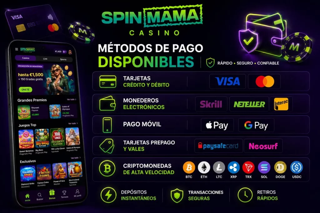 Métodos de pago disponibles